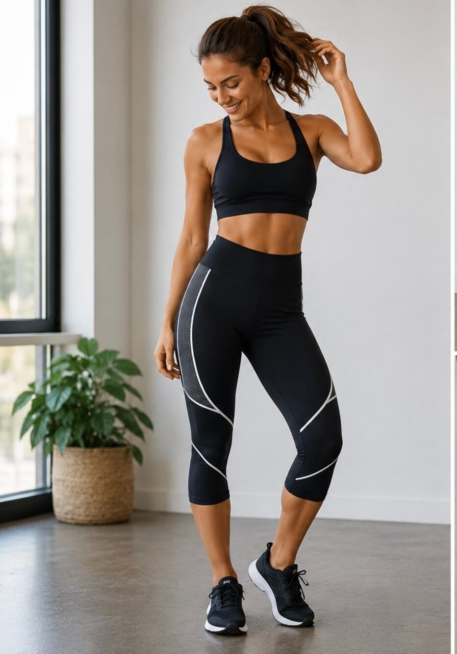 ActivPro Seamless Compression Leggings S/M Black Mesh Panel Capri Workout NWOT